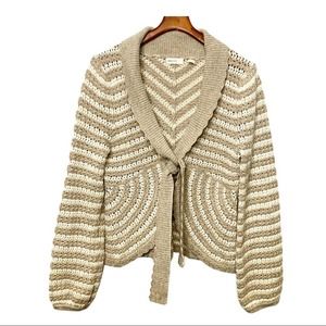 ANTHROPOLOGIE Sleeping On Snow Cardigan Tan L